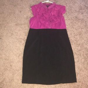 Fuschia and Black Ruffle Top Dress